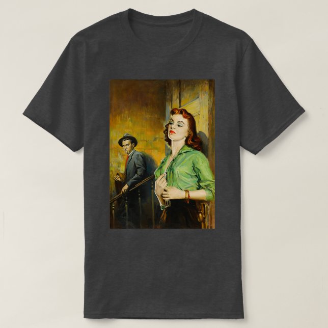 Vintage Paperback Illustration Detective T-Shirt (Design Front)