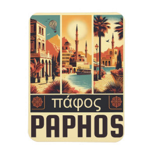 Vintage Paphos City, Cyprus holiday gift souvenir Magnet