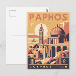 Vintage Paphos City, Cyprus holiday gift souvenir Postcard