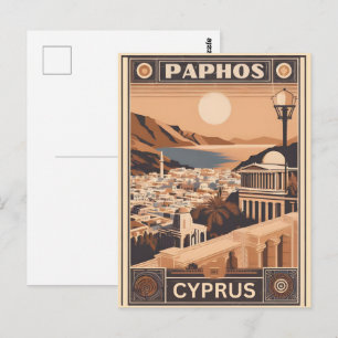 Vintage Paphos City, Cyprus holiday gift souvenir Postcard