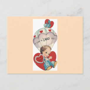 Vintage Parachute Valentine Holiday Postcard
