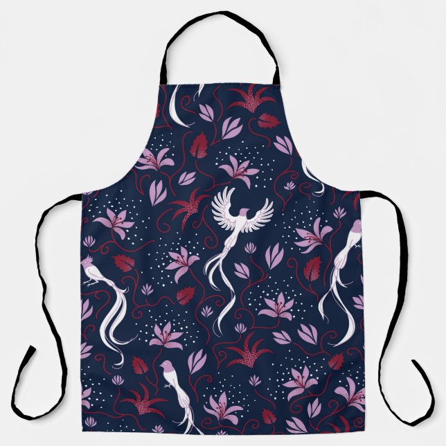 vintage paradise bird seamless repeating pattern b apron (Front)