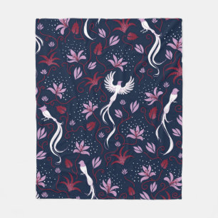 vintage paradise bird seamless repeating pattern b fleece blanket