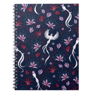 vintage paradise bird seamless repeating pattern b notebook
