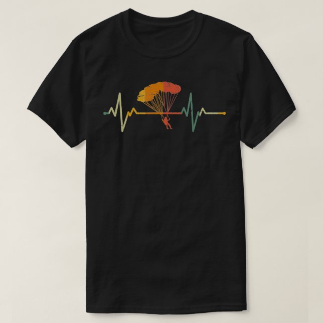 Vintage Paraglider Gift Heartbeat Skydive Parachut T-Shirt (Design Front)