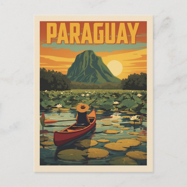 Vintage Paraguay Travel Poster Nature Lake Postcard (Front)