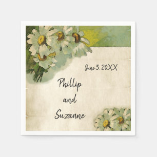 Vintage Parchment and Daisies Wedding Theme Napkin