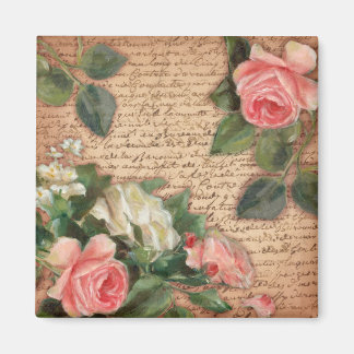 Vintage parchment and shabby chic Roses Magnet