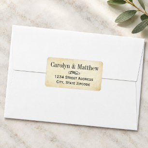 Vintage Parchment Black Wedding Return Address Label