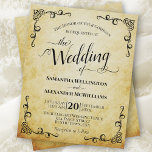 Vintage Parchment Budget Wedding Invitation<br><div class="desc">This beautiful wedding invitation is a classy way to invite your friends and family to share in your joy on your special day without breaking the bank. The design has a vintage old world feel and is printed on faux parchment paper with elegant calligraphy and decorative scrollwork in the corners....</div>