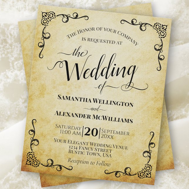 Vintage Parchment Budget Wedding Invitation (Creator Uploaded)