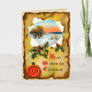 Vintage Parchment Christmas Card