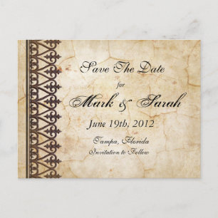 Vintage Parchment Collection Save The Date Announcement Postcard