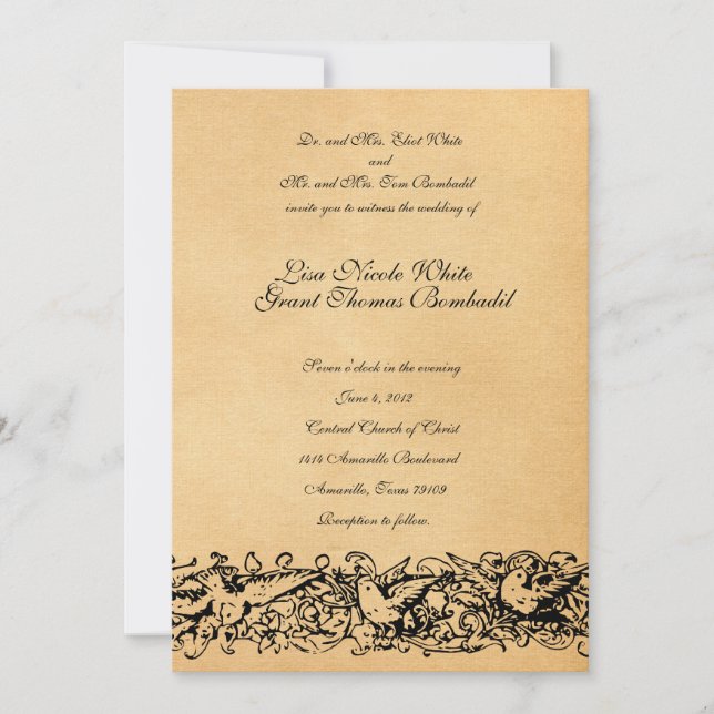 Vintage Parchment Design Wedding Invitation (Front)