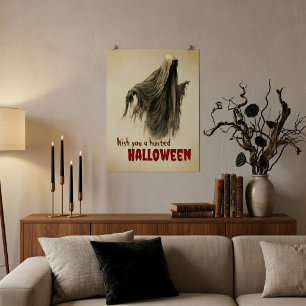 Vintage Parchment Haunted Halloween Ghost Print