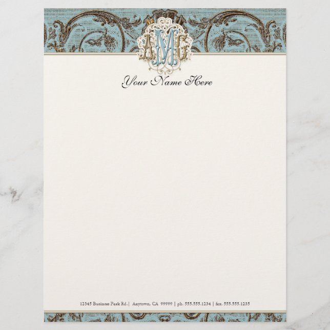 Vintage Parchment Look Letterhead Resume Paper (Front)