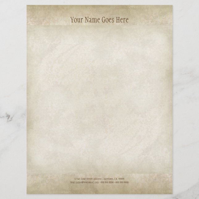 Vintage Parchment Look Letterhead Resume Paper (Front)