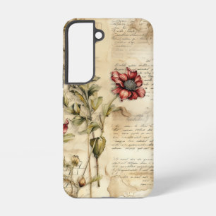 Vintage Parchment Love Letter with Flowers (1) Samsung Galaxy Case