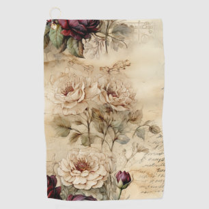 Vintage Parchment Love Letter with Flowers (7) Golf Towel