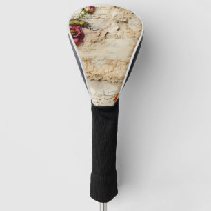 Vintage Parchment Love Letter with Flowers (8) Golf Head Cover
