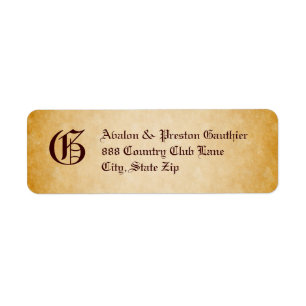 Vintage Parchment Monogram Halloween Address Label Return Address Label