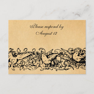 Vintage Parchment RSVP with envelopes Card