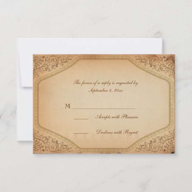 Vintage Parchment Scroll RSVP (Front)