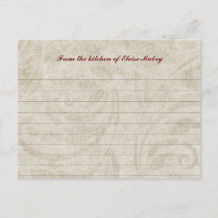 Vintage Parchment Swirl Personalized Recipe Cards