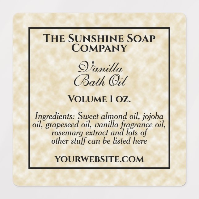 Vintage parchment waterproof label with ingredient (Design 1)