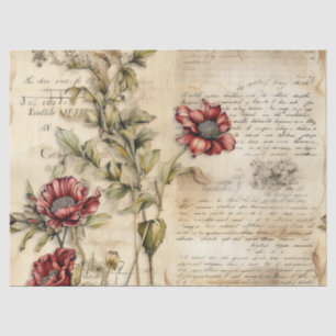 Vintage Parchment with Elegant Floral Decoupage Tissue Paper