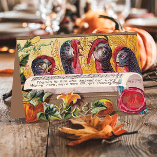 Vintage Pardoned Turkeys Thanksgiving Holiday Card