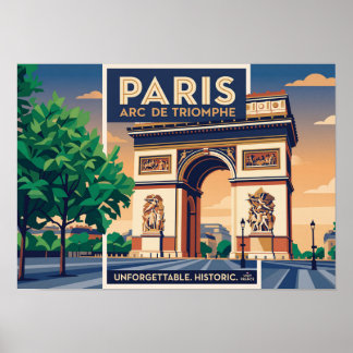 Vintage Paris Arc de Triomphe Travel Poster