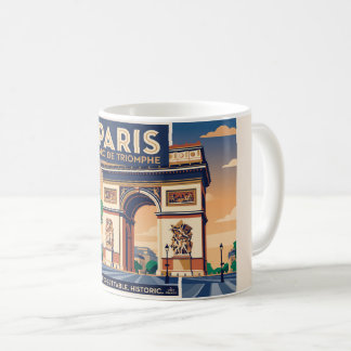 Vintage Paris Arc de Triomphe Travel Poster Coffee Mug
