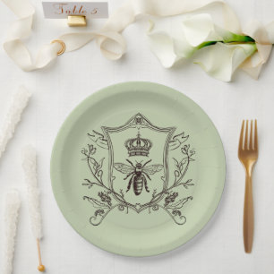 Vintage Paris Beekeeper French Crown Bee Queen Paper Plate