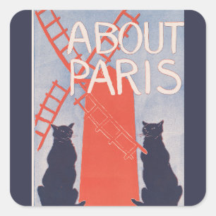 Vintage Paris Book Cover Square Sticker