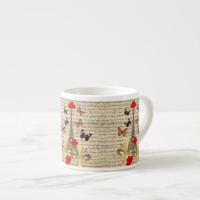 Vintage Paris & butterflies Espresso Cup (Front Right)