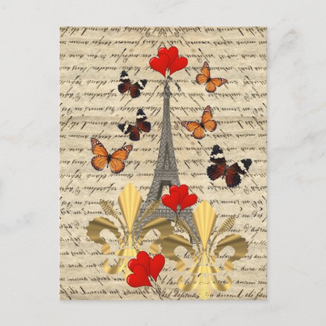 Vintage Paris & butterflies Postcard (Front)