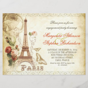 vintage PARIS chic engagement party invitations