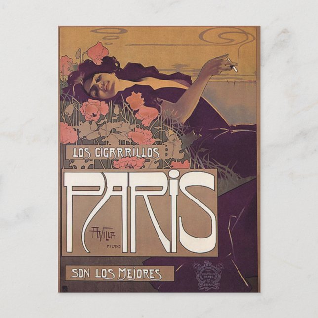 Vintage Paris cigarette advertisement Postcard (Front)