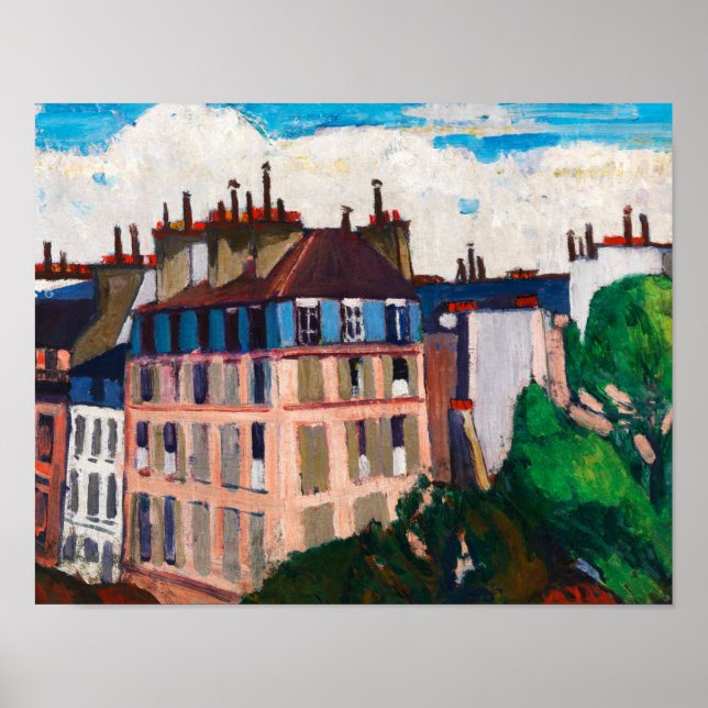Vintage Paris Cityscape Abstract Painting Poster (Front)