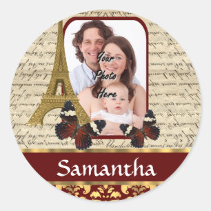 Vintage Paris collage Classic Round Sticker