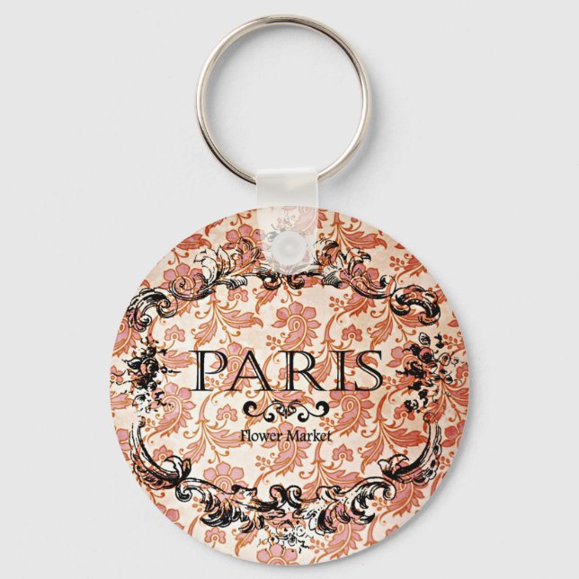 Vintage Paris Damask Key Ring (Front)