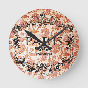 Vintage Paris Damask Round Clock
