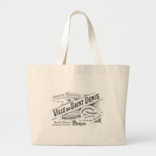 Vintage Paris Deptartment Store Ad Large Tote Bag