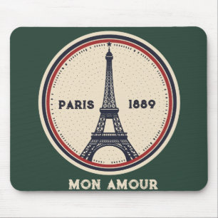 Vintage Paris Eiffel Tower 1889 Mouse Pad