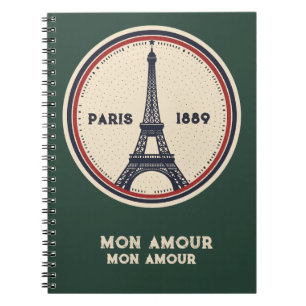 Vintage Paris Eiffel Tower 1889 Spiral Notebook