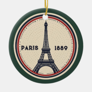 Vintage Paris Eiffel Tower 1889 Travel  Ornament