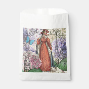 Vintage Paris Eiffel Tower Collage Romantic French Favour Bag