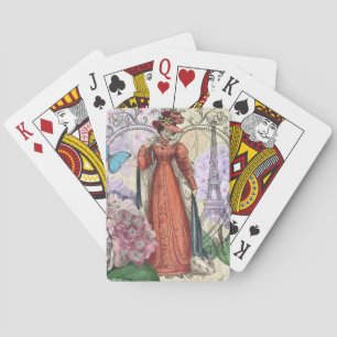 Vintage Paris Eiffel Tower Collage Romantic French Playing Cards