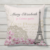 Vintage Paris Eiffel Tower Floral Lace Letter